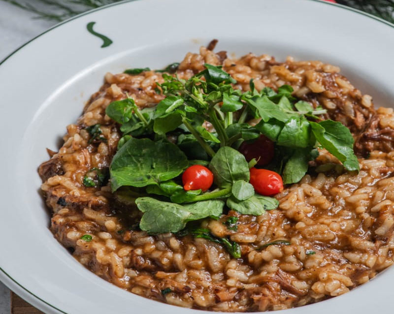 Risotto di Coda alla Vaccinara con  Crescione